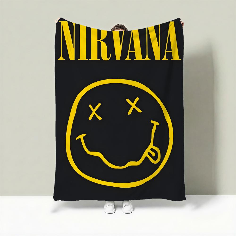 Band N-Nirvana Throw Lightweight 240g Flannel Blanket Soft Skin-friendly for Summer Cooling 75X95CM
