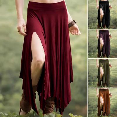 Γυναικεία Φούστα Ψηλόμεση Μονόχρωμη Ακανόνιστο Στρίψιμο Μακριά Φούστα με Πλαϊνό Σκίσιμο Φούστα Αδυνατίσματος Εργασία Αναψυχή Ταξίδια Ρούχα