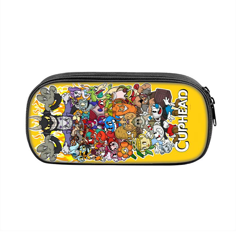 Cuphead Cartoon Pen Case Nylon Storage Pouch For Students And Kids