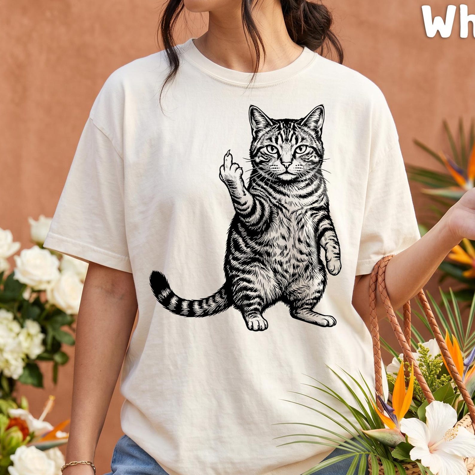 Comfort Colors® - Rude Cat Middle Finger Shirt, Funny Sarcastic Cat Tee, Cat Mom Humor Gift, Sassy Grumpy Cat Graphic T-Shirt 3XL