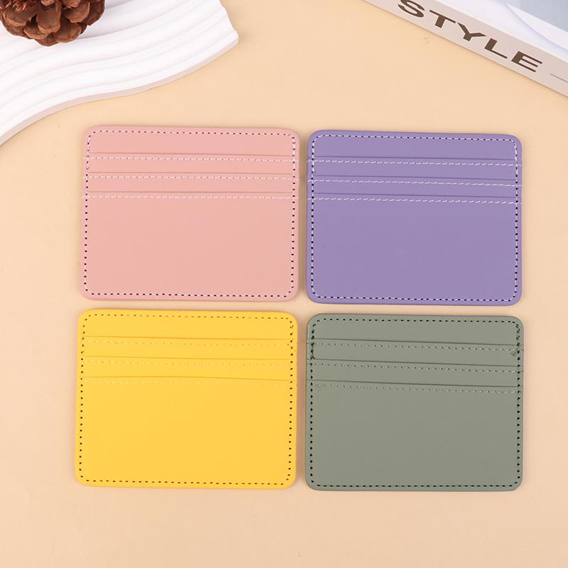 Mini Ultra-Thin Leather Wallet 4 Slots Cardholder Slim Bank Credit Card Holder Men'S Business Small Id Case For Women Purse