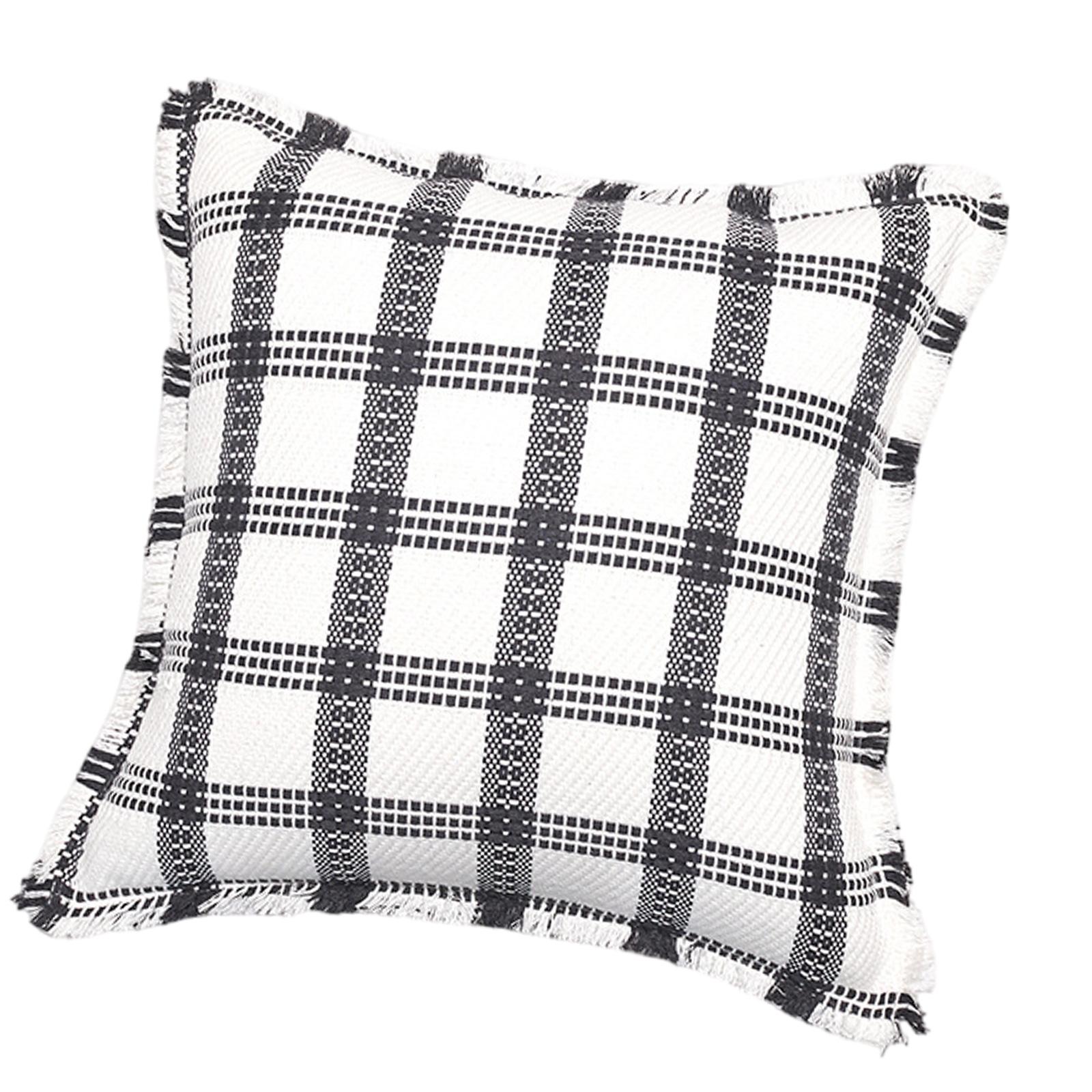 Checkered Throw Pillow Case Linen Cotton Decorative Cushion Cover For Couch And Bedroom 18x18Inches 1 980₽