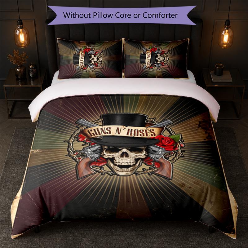 Guns N’ Roses Print 3Pcs Bedding Set Duvet Cover With Two Pillowcases Soft Bed Linen For Household Bedroom