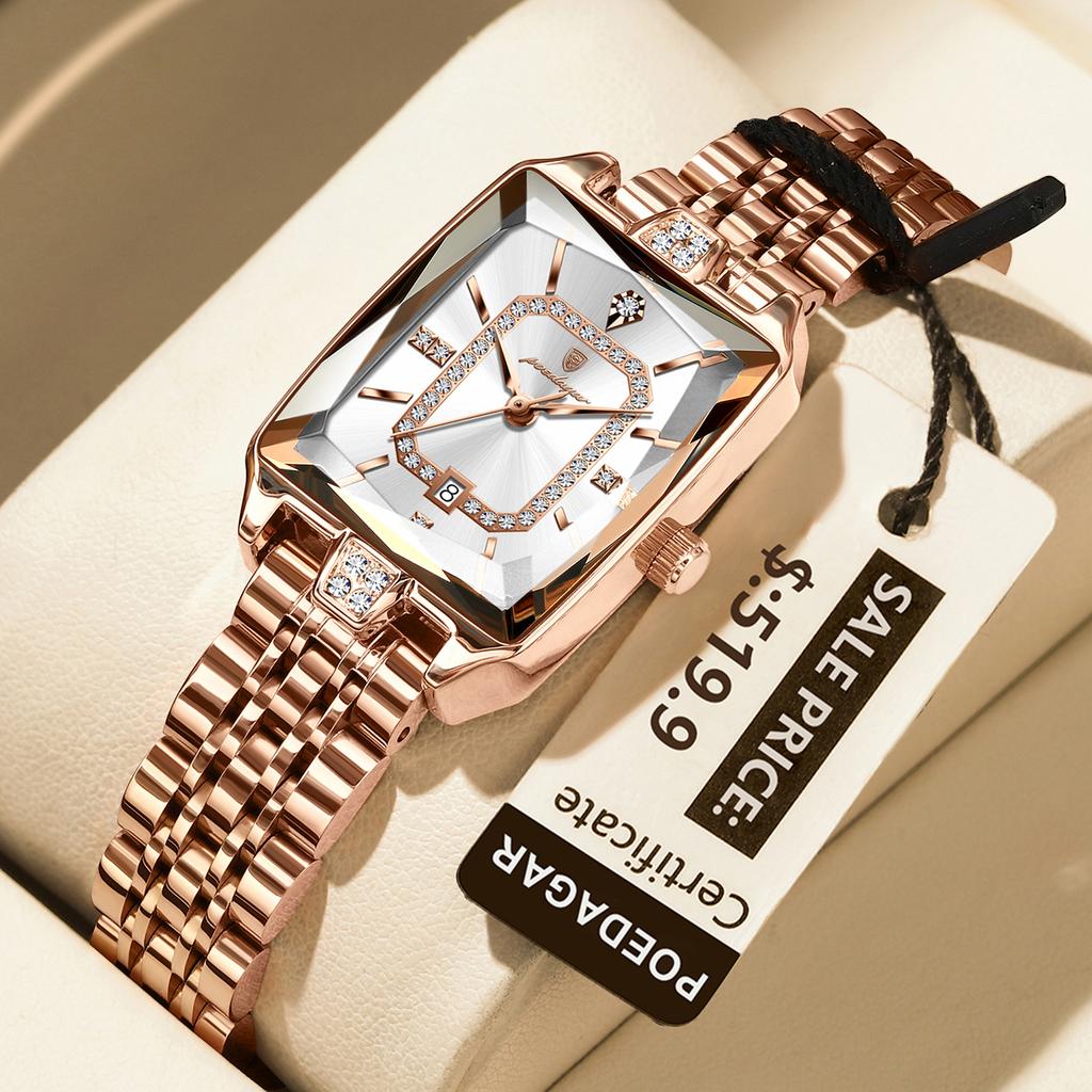 POEDAGAR Women Watch Waterproof Date Fashion Women's Watches Luxury Stainless Steel Quartz Ladies Wristwatch