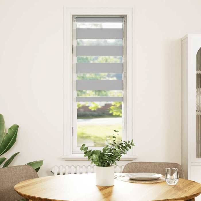 VidaXL Store Zebra Light Grey Fabric Width 45.9 Cm Polyester, Zebra Roller Blind, Zebra Blind for Window, Blind 4014433