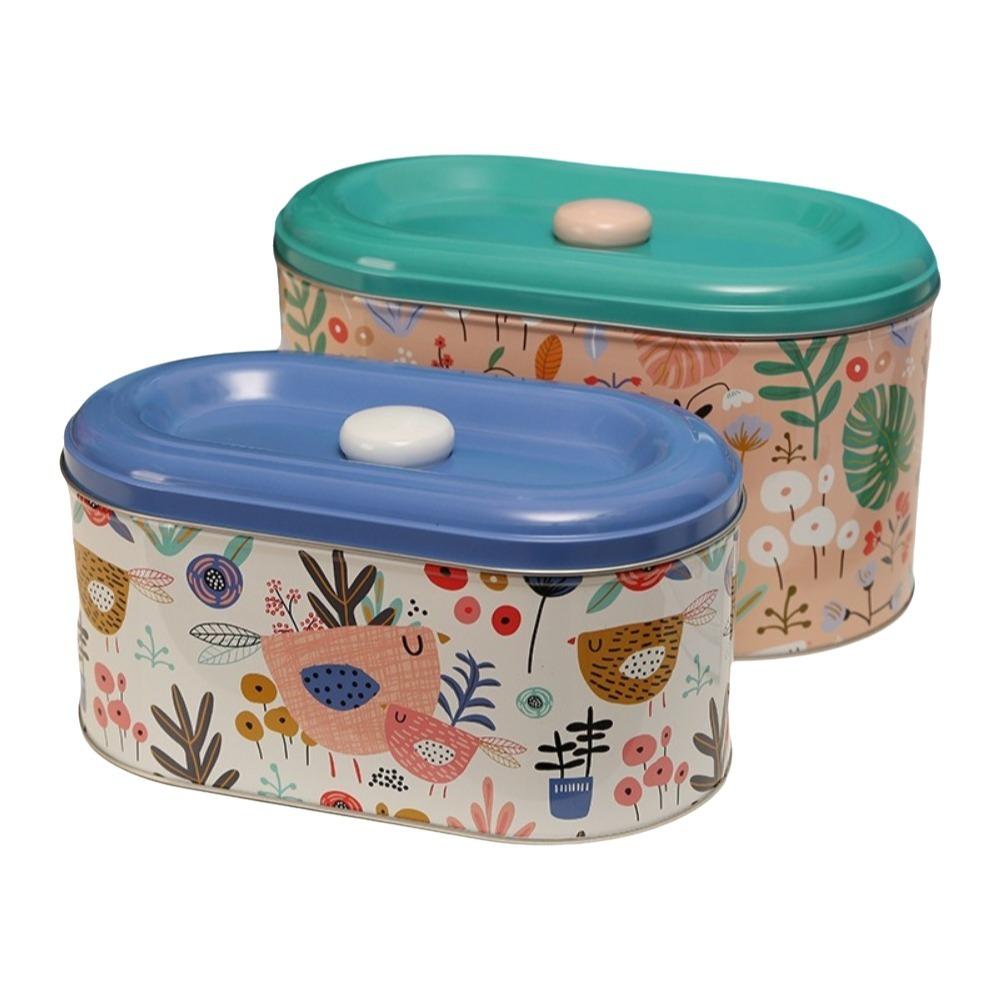

2PCS/SET Large Capacity Tinplate Storage Box Dust-proof Gift Boxes Living Room Style A