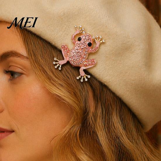 Unique Alloy Jewelry Frog for Women, Rhinestone Stud Earrings, Sparkly Cute Vintage Reptile Animal Brooch Pin, Boho Summer Beach Vacation Statement