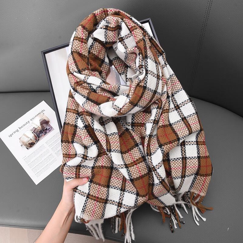 Fumade Woven Plaid Imitation Cashmere Scarf Shawl