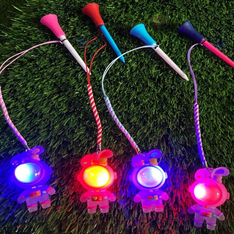 Golf Tees Flashing Light Cartoon Golf Rubber Tees Novelty Rabbits Shape Tees for Enhances Durability