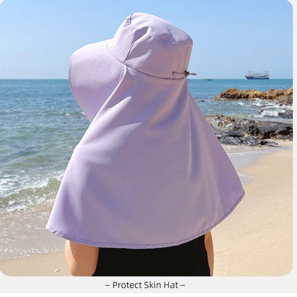 Wide-Brimmed Sunshade Sun Hat Full Face Sun Protection Neck Protection Cap Fashion Mask Hat  Travel