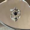 Gothic Irregular Gemstone Ring Aesthetic Girls Adjustable Black Stone Ring Women's Liquid Punk Ring Vintage Jewelry Accessories