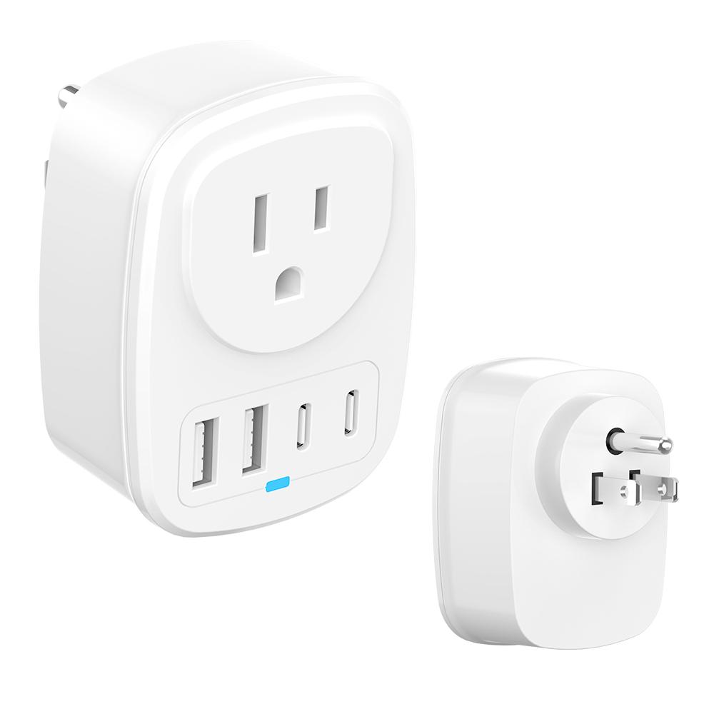 Universal Travel Adapter With 2 USB Ports 2 Type-C Charging All-in-one Travel Adapter EU/UK/US/AU Plug for Travel Power Adaptor