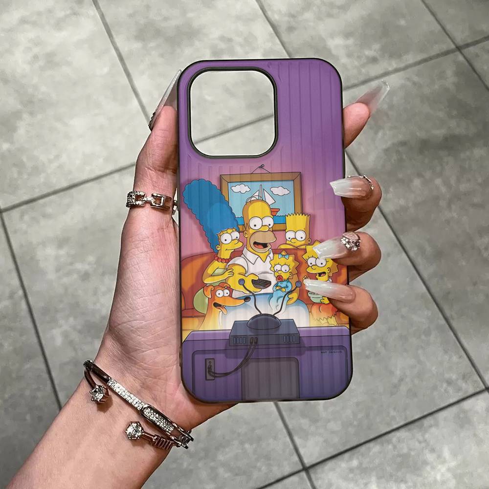 Custodia per Telefono Cartone Animato The S-Simpsons Per IPhone 11 12 13 14 15 16 17 Pro Max Plus Bordo in Silicone Ondulato