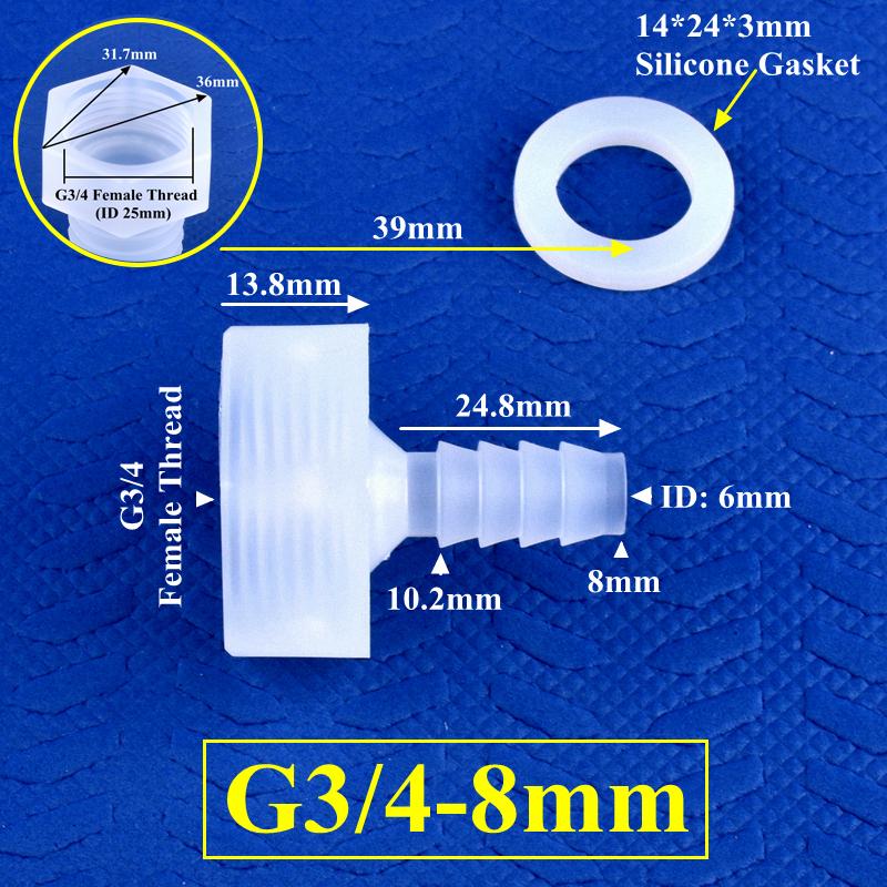 PP Direct Connector G1/2" 3/4" Female Thread To 4~25mm Barb Joint Micro Irrigation Garden Water Pagoda Hose Joint Aquarium Tank Fittings