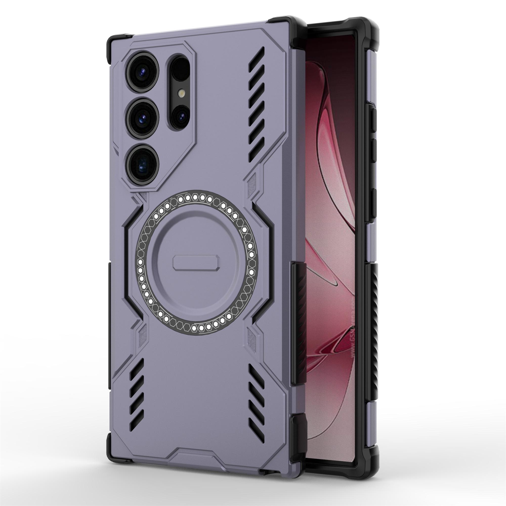 

For Samsung Galaxy S23 Ultra Magnetic Case Butterfly Armor Hollow Heat Dissipation PC + TPU Phone Cover