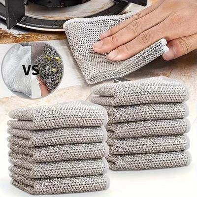 Steel Wire Dishwashing Cloth, Kitchen Cleaning Cloth, Non-Stick Oil Pan Cleaning Towel, Cleaning Cloth, Magic Plate Towel Reusable Non