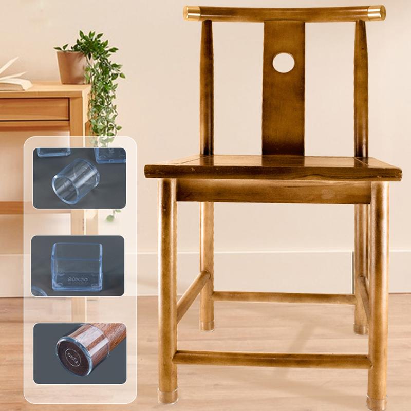 Transparent Thickened Table Foot Mat, Protective Cover, Non-slip, Wear-resistant, Furniture, Chair Noise, 4 Pcs Set Foot Cover