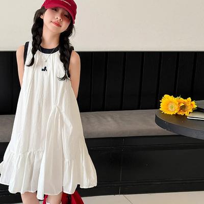 Vestito Principessa Estivo per Bambine Vestito Senza Maniche per Bambini Design con Volant Vestiti Bambina Adolescente Casual Vacanza Spiaggia