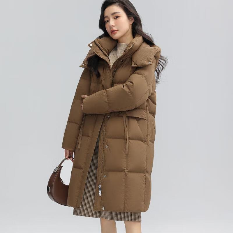 Yaya Women's Mid-Length Hooded Duck Down Puffer Jacket