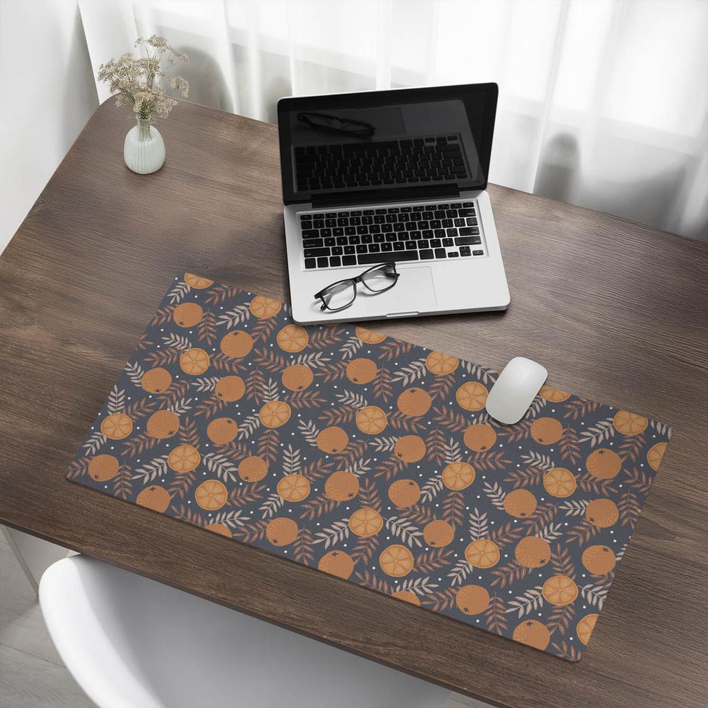 Anti-slip Mouse and Keyboard Mat Oranges and Leaves 90x45 Cm