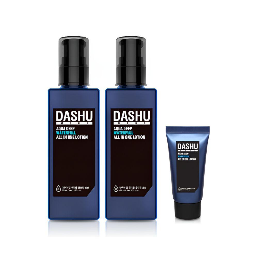 

DASHU Men’s Aqua Deep Waterfull All In One Lotion Set 153ml x2 + 30ml Hydrating Moisturizing Skincare Kit