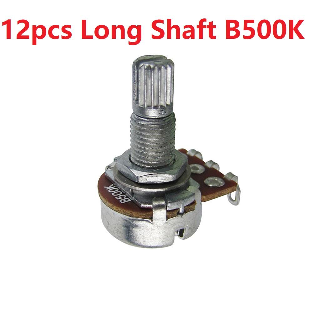 FLEOR 12PCS 18-spline Mini Potentiometers Guitar Pots 500K /250K Long / Short Shaft Choose Electric Guitar Parts
