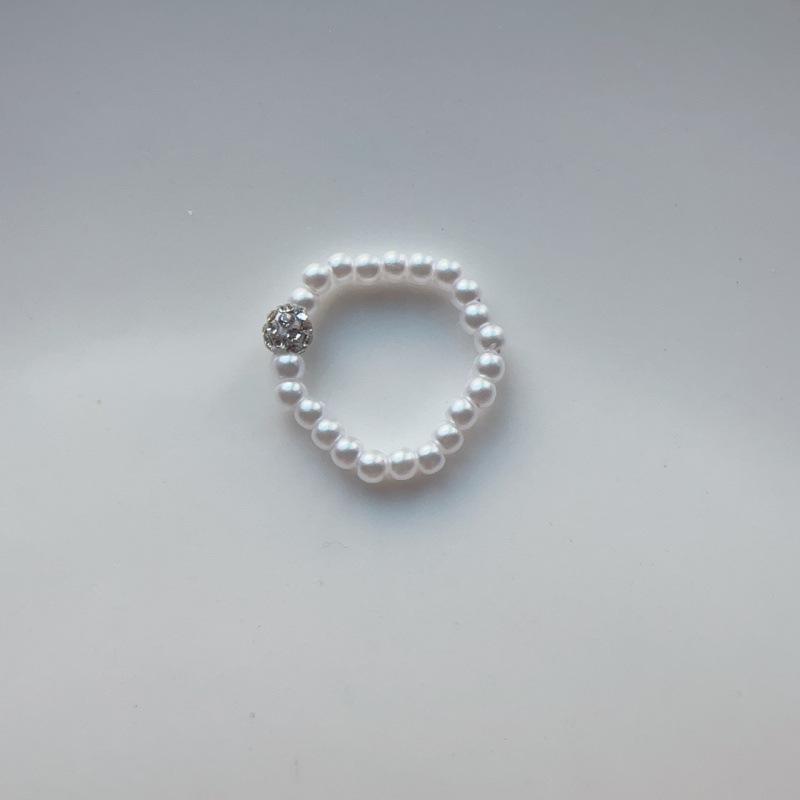 Женское ретро кольцо из жемчуга с бриллиантовым шариком – Высококлассное модное эстетичное кольцо для указательного пальца