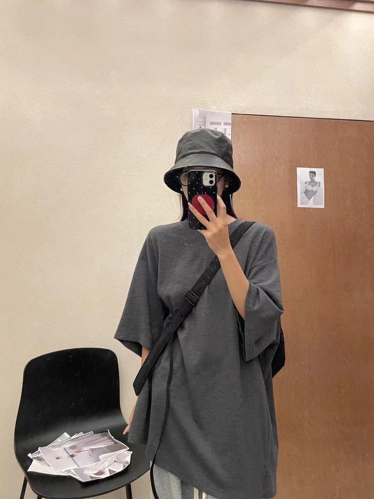 Women's Plus Size 7 Korean Style Loose Casual Long/Short-Sleeve T-Shirt, Spring/Summer, 200 Jin, Fat MM