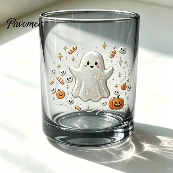 Bicchieri per Whiskey, Succo e Soda Halloween Fantasma Bicchiere, Tumbler Estetico Gradiente Colorato con Carino Motivo Teschio Tumbler Stampa Zucca, Festa Spettrale