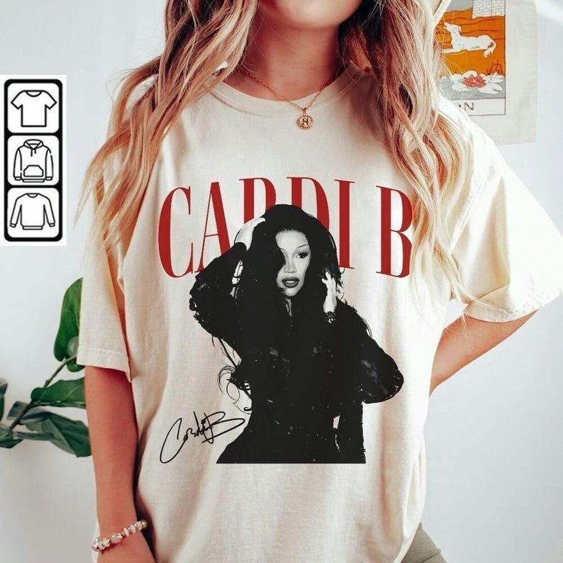 Vintage Rap Tour Shirt Cardi B Drama Tour Tee Retro 90s Hip Hop Graphic Unisex T-Shirt M
