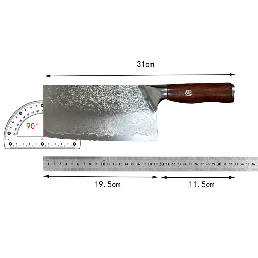 7.7 Inch Slicing Knife Handmade Damascus Steel 10Cr15CoMov Blade Wood Handle Chef Cutting Vegetables Cleaver Meat Kitchen Knives