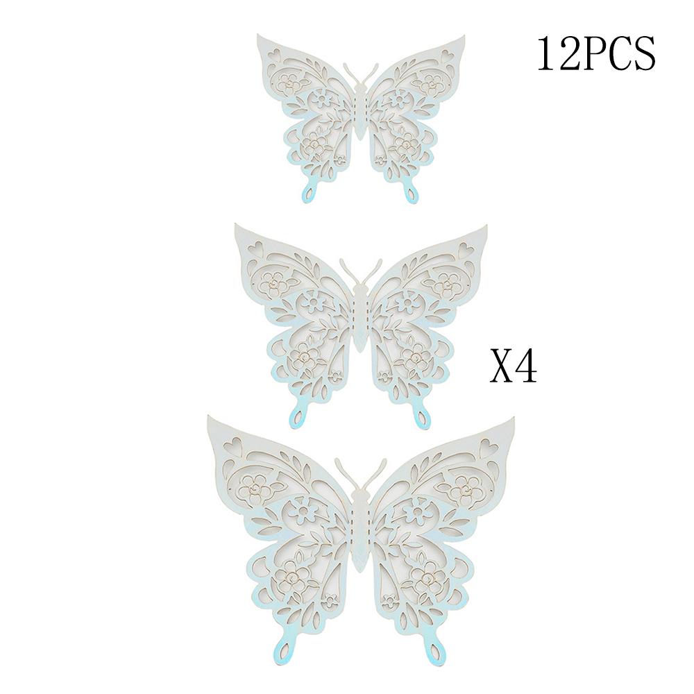 12Pcs Fashion 3D Hollow Butterfly Creative Wall Sticker Gold Butterfly Decorations for Butterfly Birthday Paper Butterfly
