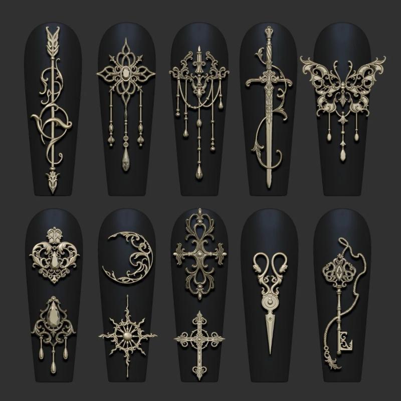 3D Silikonform für Nailart-Design Relief Schleife Erdbeere Barockmuster Maniküre Vorlagen Platten Werkzeuge Zubehör