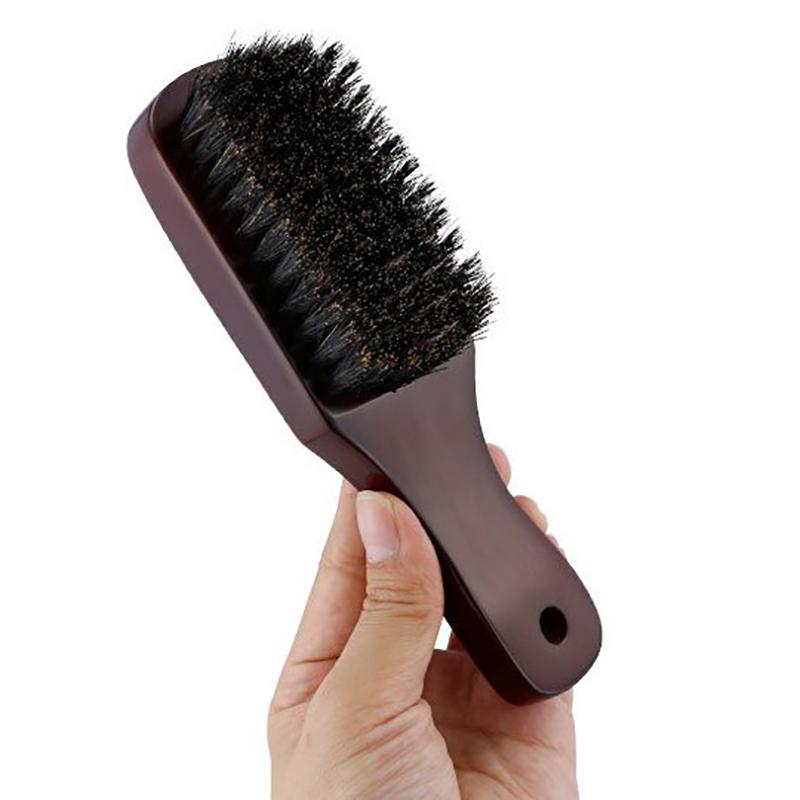 Hair Brush Wood Handle Boar Bristle Beard Comb Styling Detangling Straighten Brown Boar Bristles Massage Comb