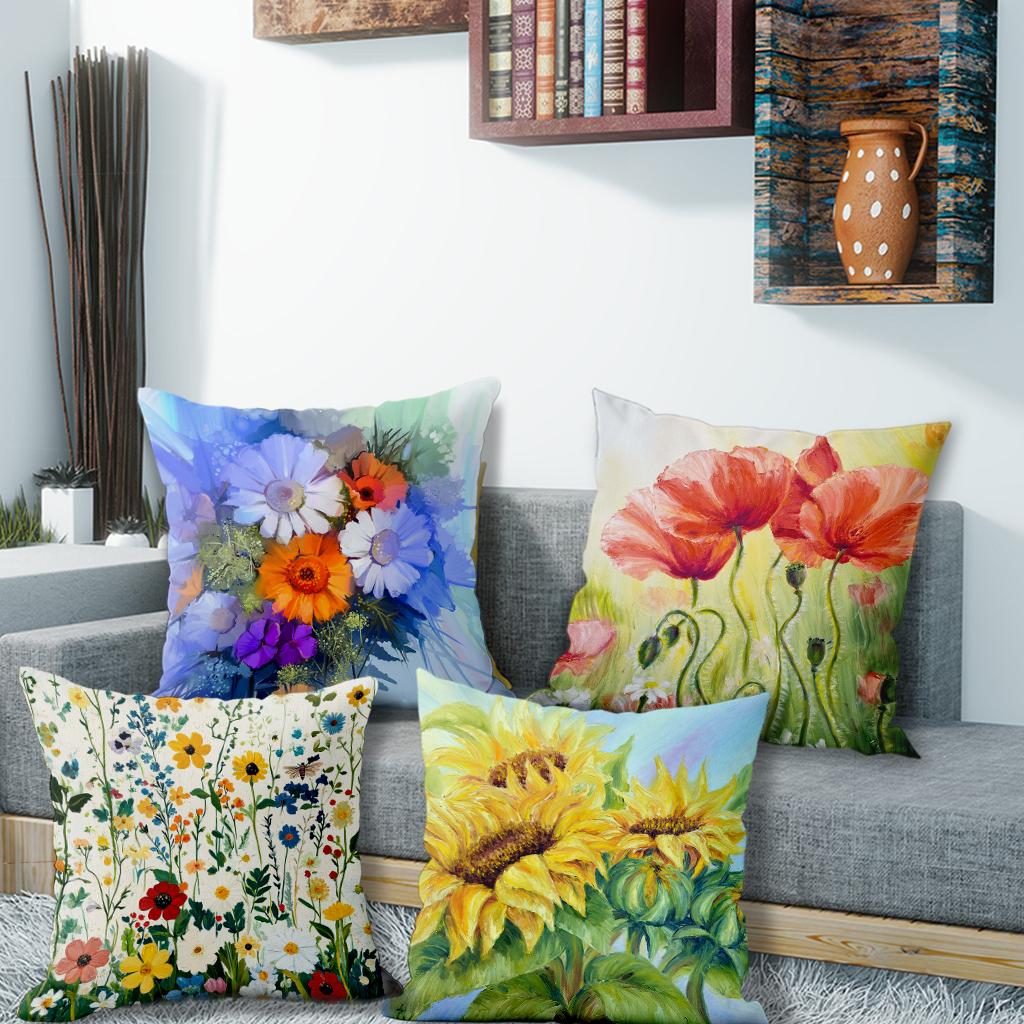 pc Colorful Floral Pillowcases for HomeSuitable for sofa car bedroom decorative cushion cover pillow cover