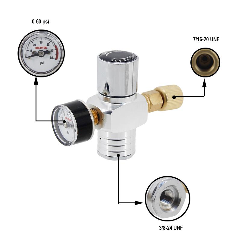 CO2 Mini Gas Regulator CO2 Charger 0-60 PSI Keg Charger Beer Kegerator Portable Mini Barrel Regulator