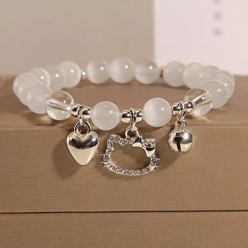 Douyin Same Kt Cat Love Bell DIY Bracelet Female Handmade Beaded Girlfriend Bracelet for Girlfriend Student