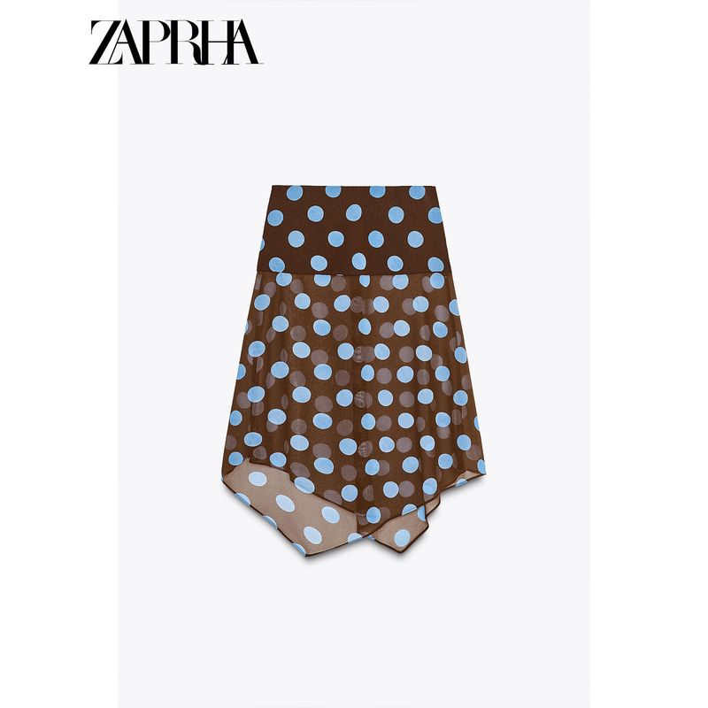 Zaprha2025 New Retro Elegant Polka Dot Asymmetric A Word Skirt Design Sense Niche 6929511