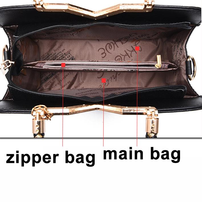 WTEMPO Ladies Zipper Handbags Large Capacity Wild Shell Bags Pearl Decoration Shoulder Messenger Female Casual Bags