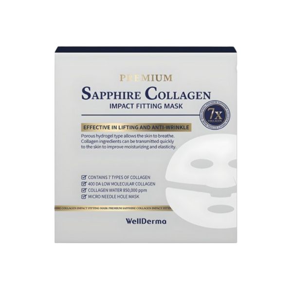 WellDerma Premium Sapphire Collagen Impact Fitting Mask Sheet 25g × 4 Sheets