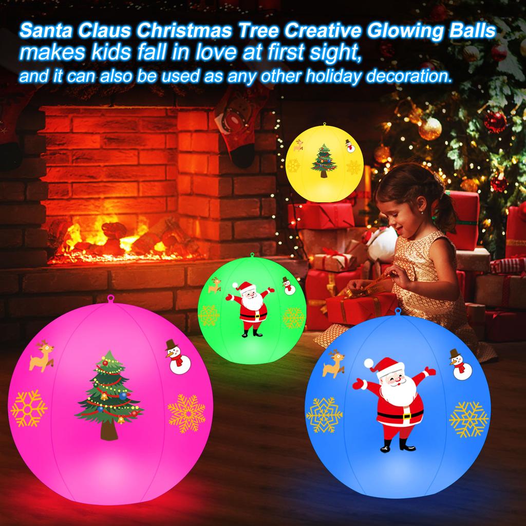 2PCS Solar Powered LEDs Floatings Pool Lights with 2PCS Santa Claus Design Sticker RGBW 16 Color