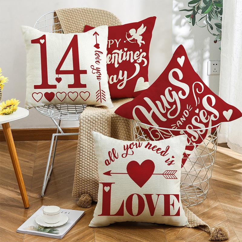 Leinen Party Zuhause Sofakissen Kissenbezug Valentinstag Kreativ Romantische Date Dekoration Kissen