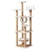 Multifunctional Rattan Cat Tree with Sisal Posts, Velvet Mats, Climbing Platform, Scratch Boards, and Cozy Nest for All Seasons