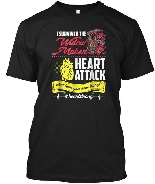 

I Survived The Widow Maker Heart Attack 100% Cotton T-shirt Mens Tees Top Made in the USA T-Shirt Tee Top Unisex S