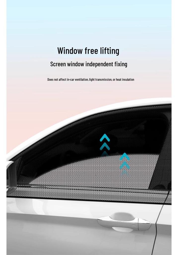 Car Window Sunshade & Privacy Curtain with Heat Insulation and Anti-Mosquito Net