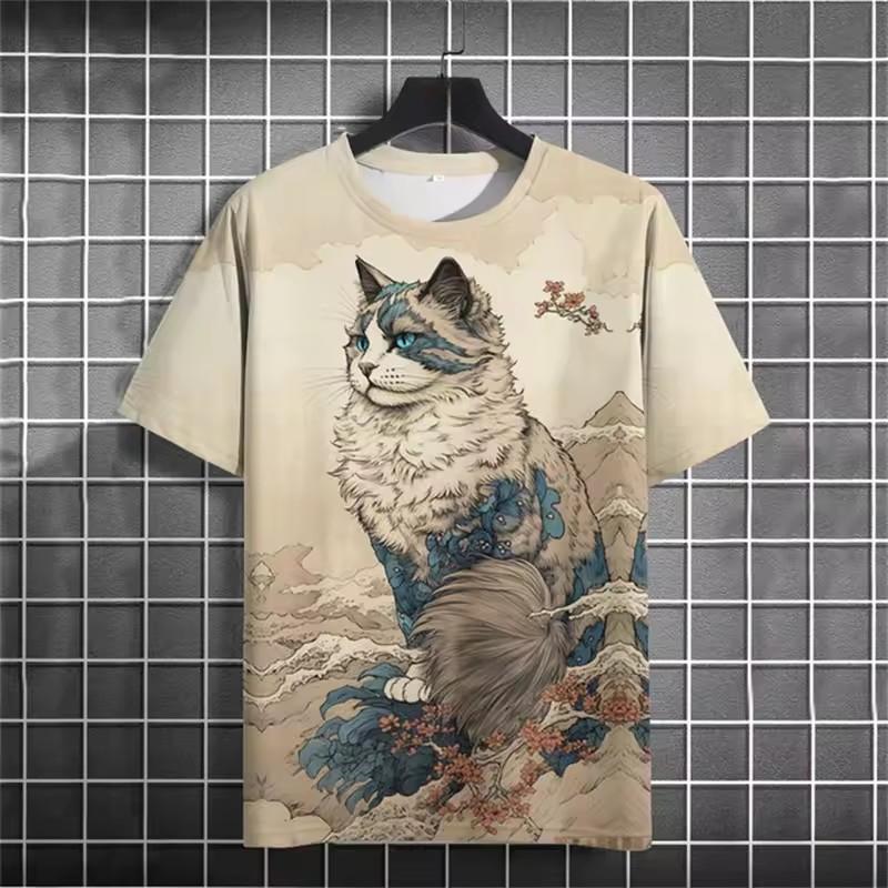 Summer Short Sleeve Harajuku Print Aniam T Shirt for Men O-Neck Top Oversized Pullover Fashion Streetwear Fashion Men‘s Clothing