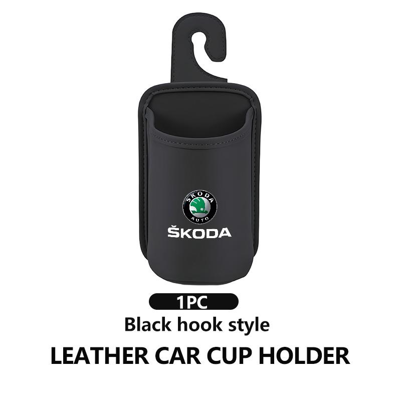 ADT1 For Skoda Car Door Cup Holder Leather Automotive Drink Rack Storage Bin Octavia A5 A7 RS Fabia Superb Rapid Karoq