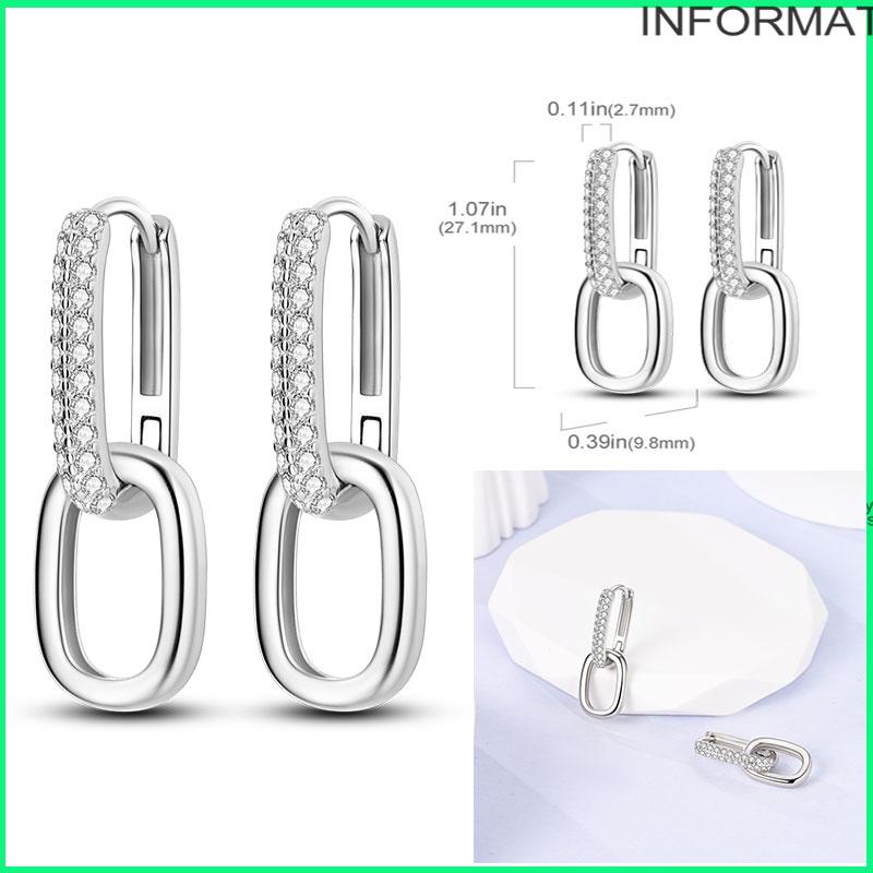 925 Sterling Silver Cubic Zircon Earrings Double  For Women Heart Star Moon Earrings Elegant Birthday Jewelry Gifts