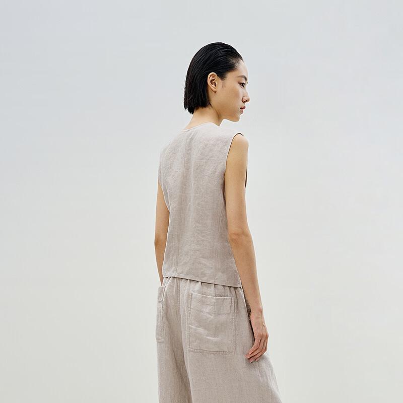 LESS 2025 Summer Straight Sleeveless Lapel Vest