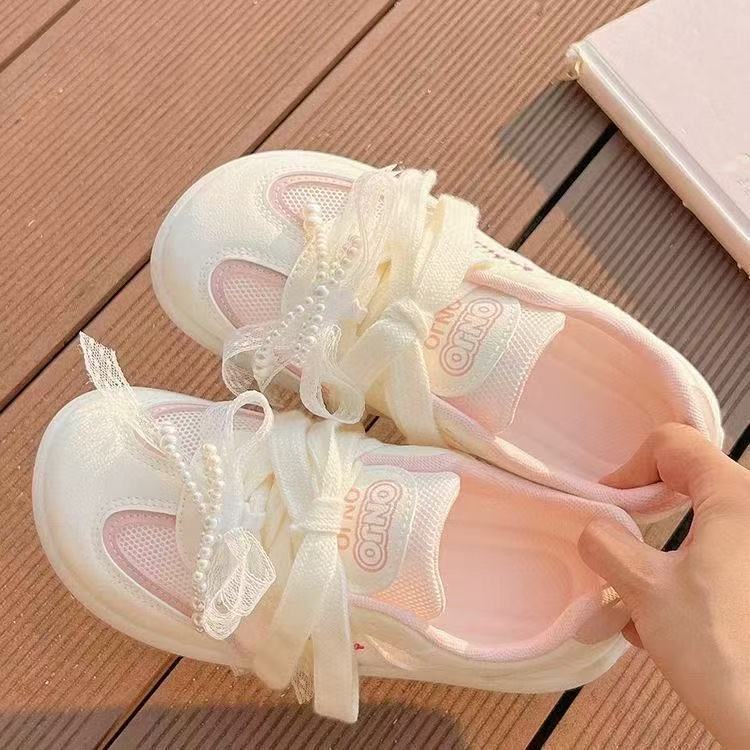 Shoes summer new mesh ballet style moral training shoes flat bottom with skirt cute sense casual